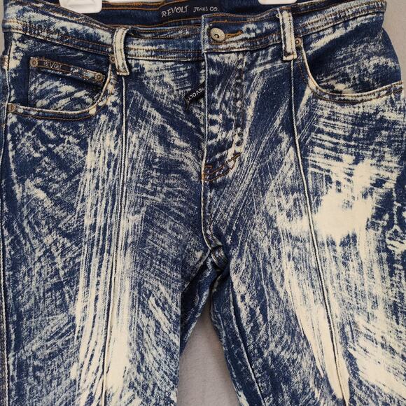 Vtg 90s Y2K Revolt Bleach Acid Wash Stretch Bootcut Jeans Sz 11/12 30x32 Grunge - Picture 5 of 6